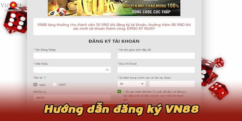 Trình tự các bước đăng ký VN88 bạn cần ghi nhớ
